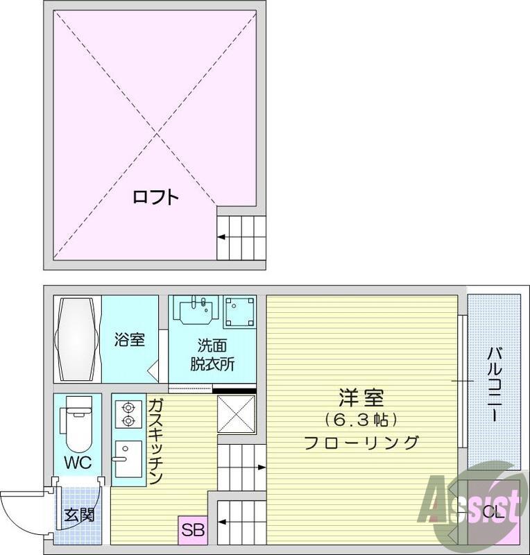 FERIO仙台(ワンルーム/2階)の間取り写真