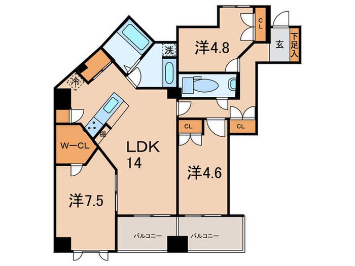グリーンテラス世田谷(3LDK/1階)の間取り写真