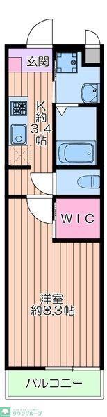 WELLDENCE鳩ケ谷(1K/2階)の間取り写真