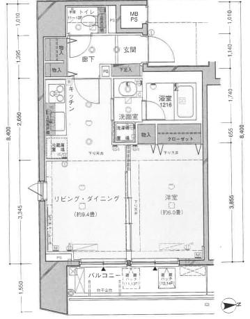 ウィンシティ上野タワー(1LDK/11階)の間取り写真