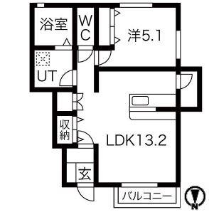 ボナール(1LDK/1階)の間取り写真