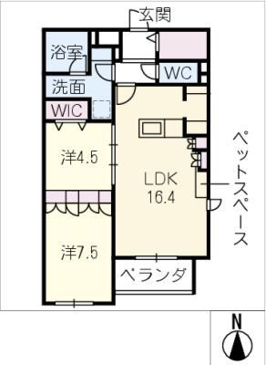 CASA HIYORIE(2LDK/3階)の間取り写真