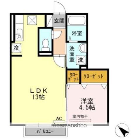 サンモールスクエア(1LDK/1階)の間取り写真