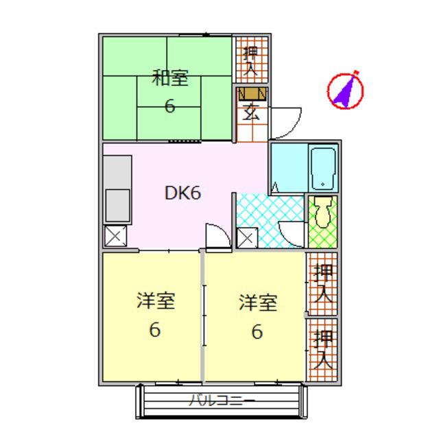 パークハイツ芹澤B(3DK/1階)の間取り写真