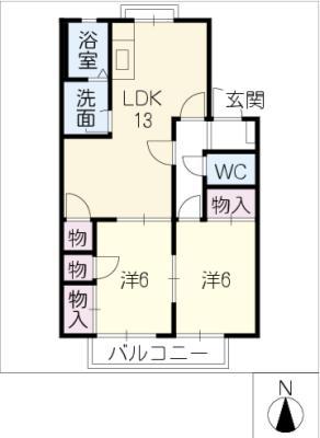PARK HEIGHTS ASAI(3DK/1階)の間取り写真