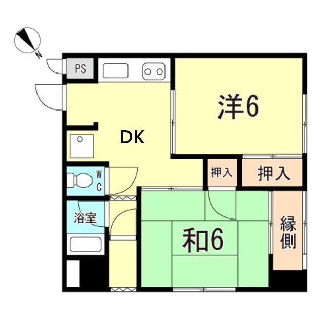 神戸コーポラス(2DK/4階)の間取り写真