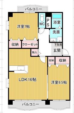 南の風ビル(2LDK/3階)の間取り写真