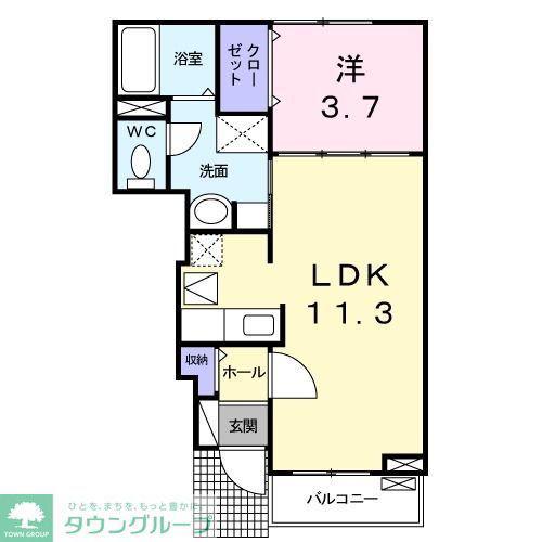 小田急江ノ島線 南林間駅 徒歩3分 2階建 築16年(1LDK/1階)の間取り写真