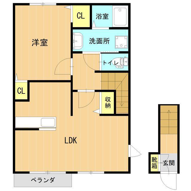 Pル・パレ(1LDK/2階)の間取り写真