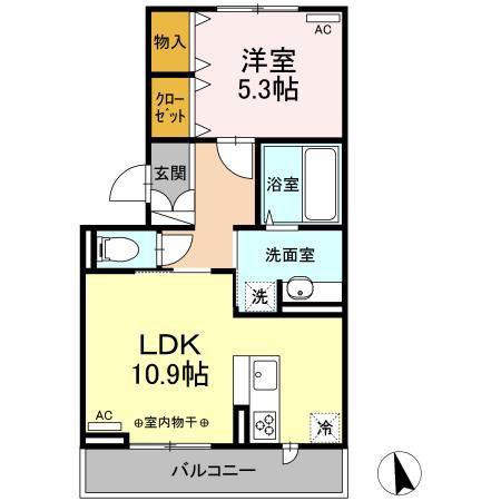 サンフラワーE(1LDK/2階)の間取り写真