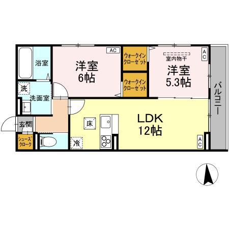 シャイニングDAYS(2LDK/1階)の間取り写真