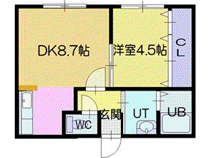 アクシス東野幌(1LDK/3階)の間取り写真