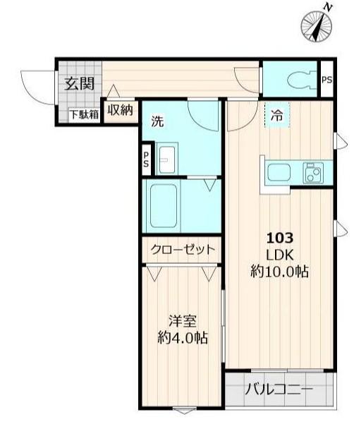 メゾン モン ポワール(1LDK/1階)の間取り写真