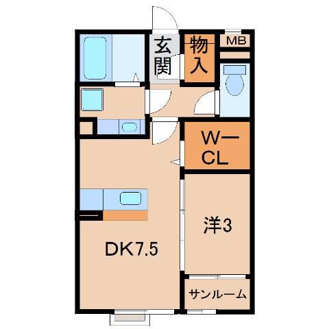 エミネンス東布経丁(1DK/3階)の間取り写真