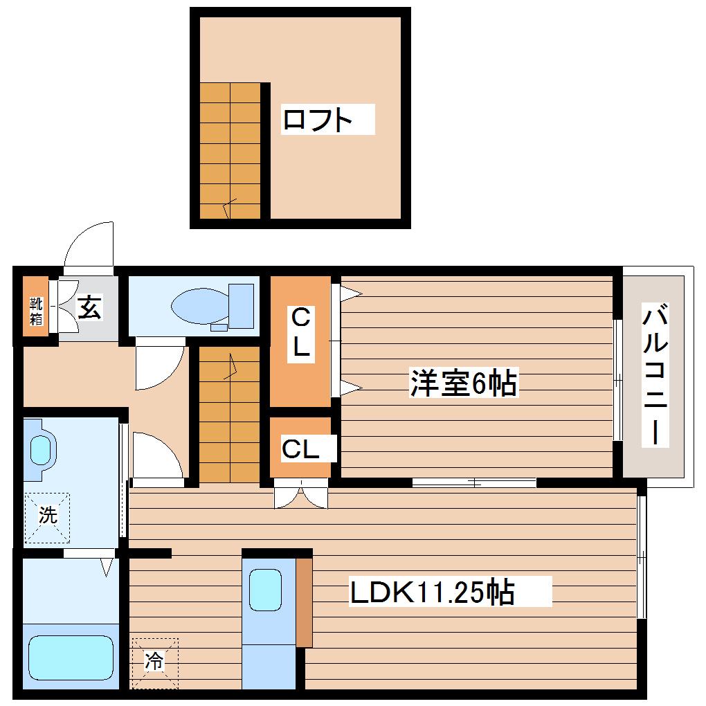カサグランデ壱番館(1LDK/1階)の間取り写真