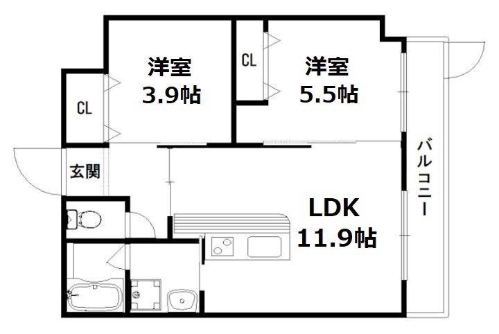 GRAND LATTICE KAWARAMACHI SHICHIJO(2LDK/1階)の間取り写真