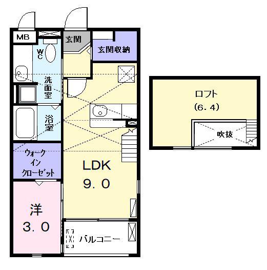 カーサ ブランカ エフ(1LDK/2階)の間取り写真