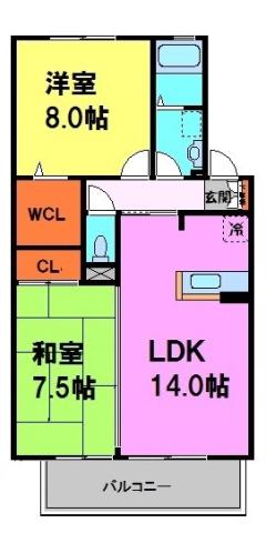 フェルトラウト24(2LDK/2階)の間取り写真