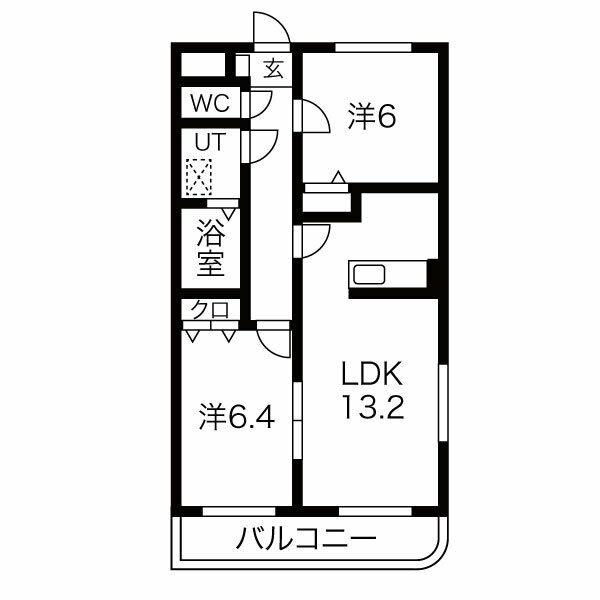 COMFORT PALACE(2LDK/4階)の間取り写真