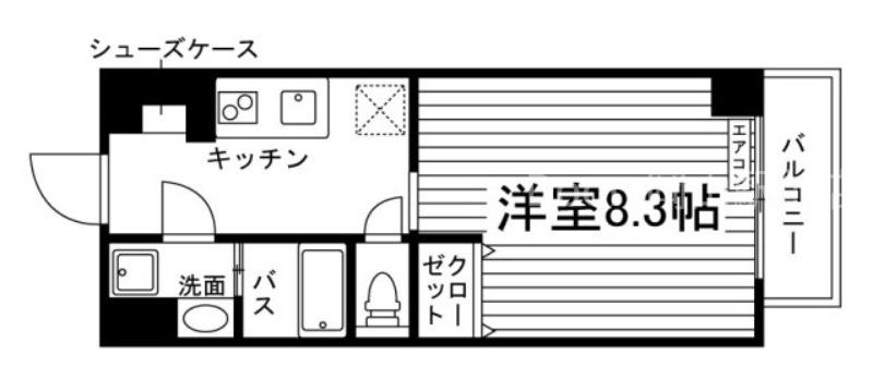 GRANMATE岡山奉還町(1K/8階)の間取り写真