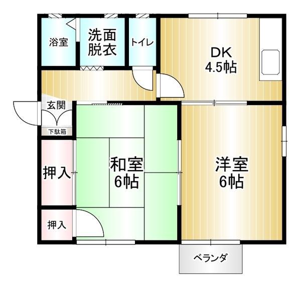 エムハイム(2DK/1階)の間取り写真