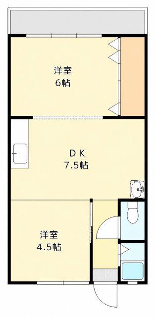 伊勢田マンション(2DK/2階)の間取り写真