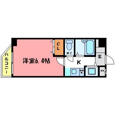 YKハイツ桜町(1K/2階)の間取り写真