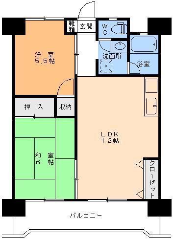 大東ハイツ(2LDK/5階)の間取り写真