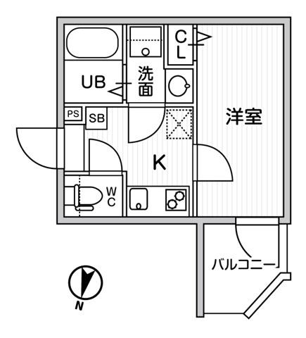 TS CUORE横濱元町(1K/2階)の間取り写真
