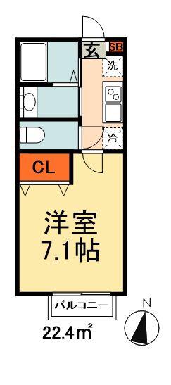 アルカ誉田(1K/2階)の間取り写真