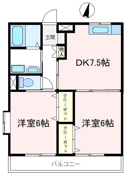アーネストマンション(2DK/2階)の間取り写真