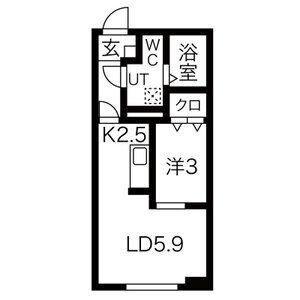 メリディアン国見駅前五番館(1LDK/1階)の間取り写真
