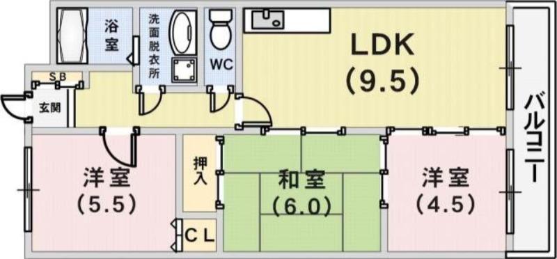 ベルコート相楽園(3LDK/4階)の間取り写真