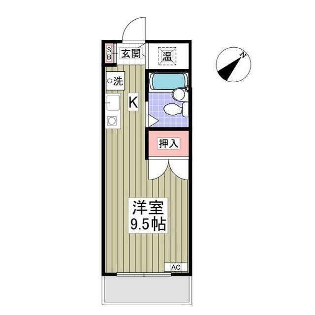 リュミエ本厚木(ワンルーム/1階)の間取り写真