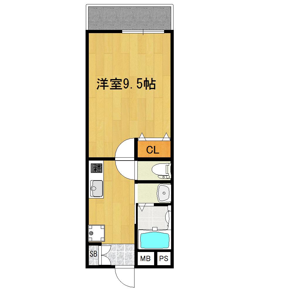 BUENA出来島(1K/3階)の間取り写真