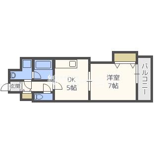 RAINBOW COURT P-III(1DK/5階)の間取り写真