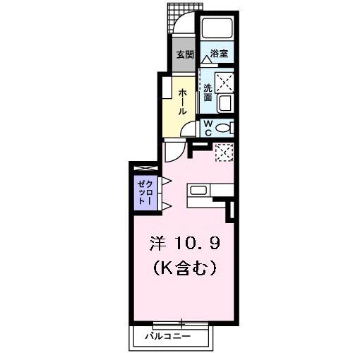すみれB(ワンルーム/1階)の間取り写真