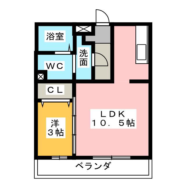 オーベルジュ(1LDK/3階)の間取り写真