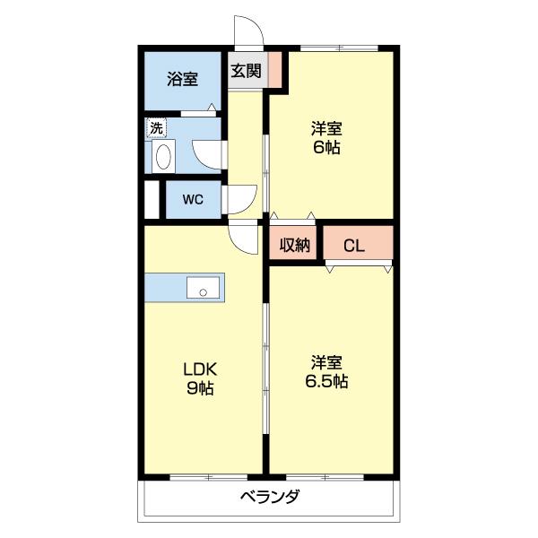 スタシオン ろくごう(2LDK/2階)の間取り写真