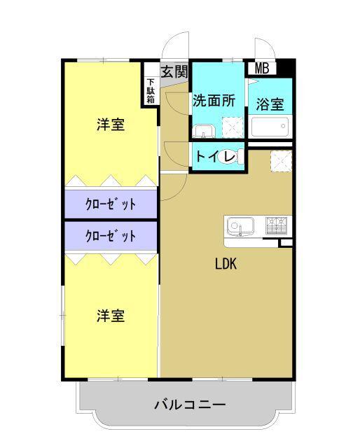 エコーズガーデンII(2LDK/3階)の間取り写真