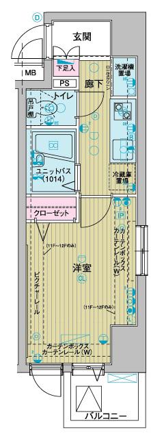 MAINSTAGE東神田II(1K/10階)の間取り写真