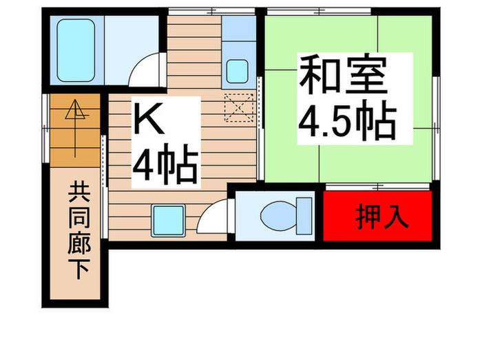 高野荘(1K/2階)の間取り写真