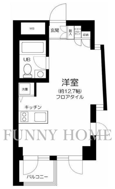 シンシア三軒茶屋レジデンスカフェ(ワンルーム/3階)の間取り写真
