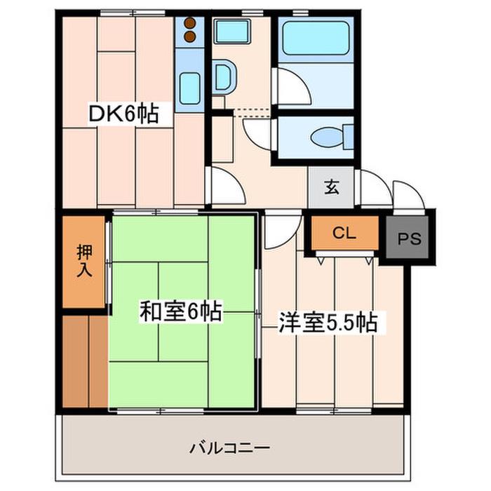 サニーヴィラ(2DK/1階)の間取り写真