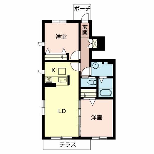 シャモニー(2LDK/1階)の間取り写真