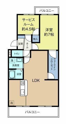 フローラ蜆塚II(1SLDK/1階)の間取り写真
