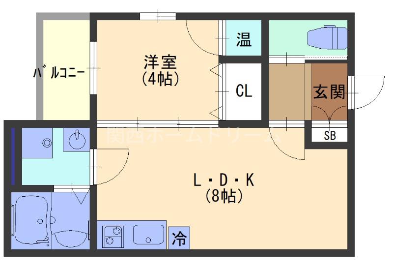 KVELL GARDEN 香里II(1LDK/1階)の間取り写真