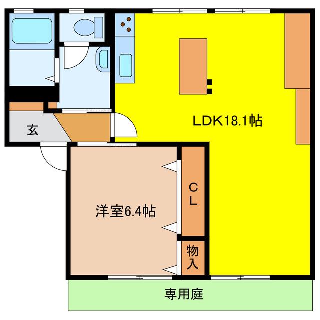 メゾンヴィオラ(1LDK/1階)の間取り写真