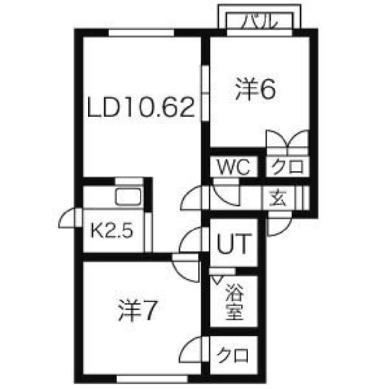 ディライトハイツ川沿(2LDK/2階)の間取り写真