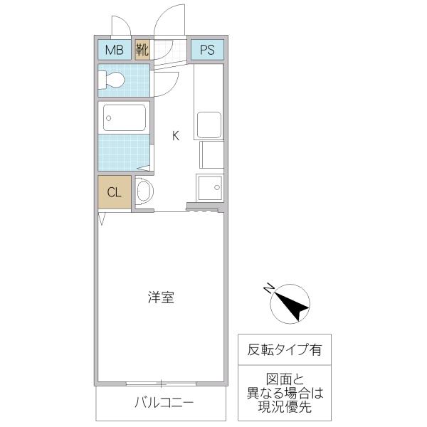 FLAT 岩ヶ峰(1K/1階)の間取り写真